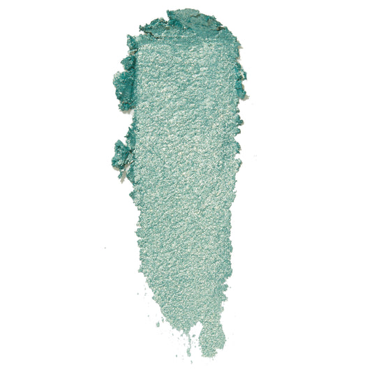 Mint 4 U ColourPop Super Shock Shadow swatch - shimmery mint green pigment smeared in a single swipe, showing metallic sparkle and creamy payoff on a clean white background.