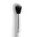 ColourPop Tapered Blending Brush makeup brush diffusing eyeshadow with soft, tapered black synthetic bristles; sleek silver ferrule and white handle shown close up on a white background, ideal for crease work and seamless blending.