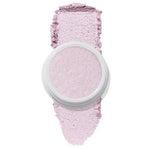 ColourPop Hippo Super Shock Highlighter, an icy lavender pearlescent cream, displayed in an open pot with a thick swatch above and below to show its silky shimmer texture on a clean white background.