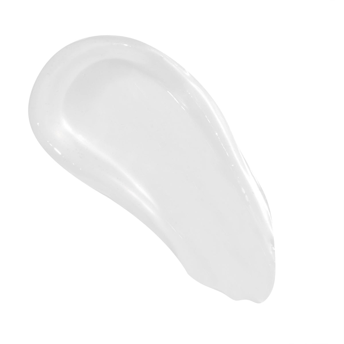 Clear, high-shine glossy balm swatch curving in a single stroke, showing smooth jelly-like texture on a white background; ColourPop makeup product photo for ecommerce.