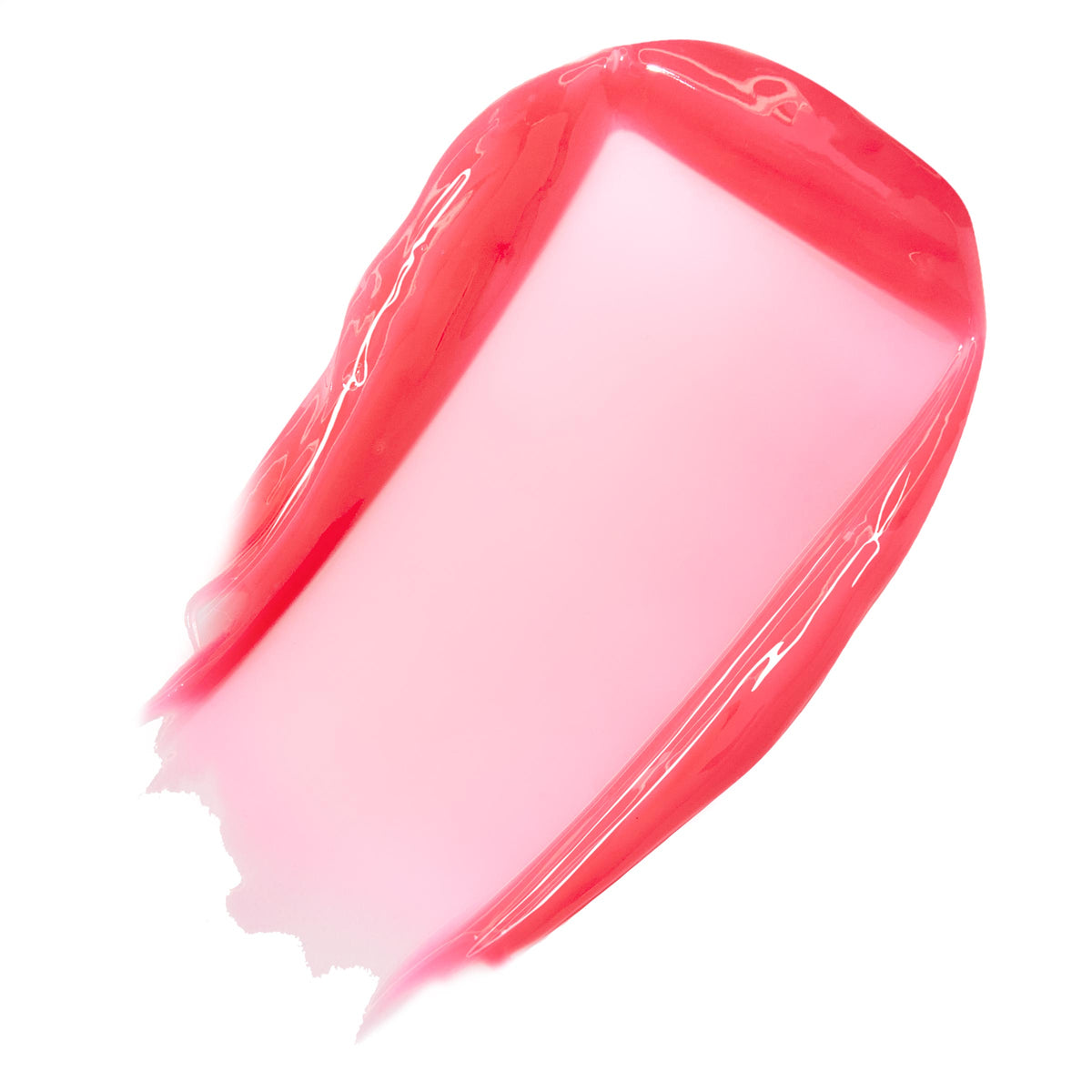 Watermelon Sugar shade of ColourPop Fresh Kiss Glossy Balm swiped in a thick, high-shine smear - sheer watermelon pink with translucent gloss and smooth gel texture - shown as a product swatch on a clean white background.