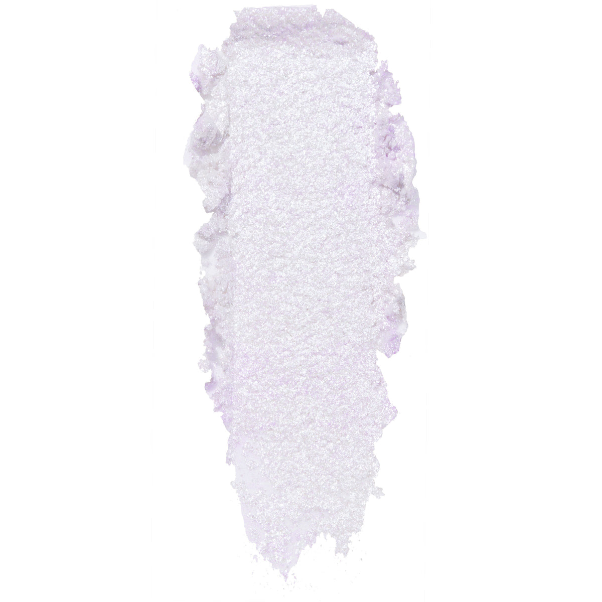 Ice Dream ColourPop Super Shock Shadow swatch, a shimmery icy lavender-lilac with iridescent pearl, shown as a thick smear to highlight creamy, sparkly texture on a white background.