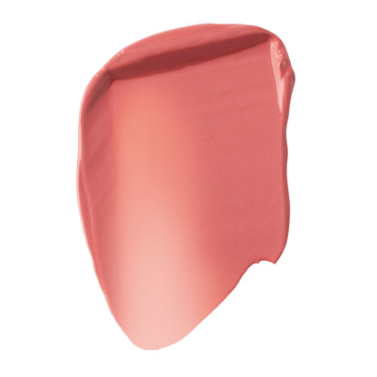 Super Shy liquid blush swatch spreads in a single stroke, showcasing a soft warm pink-coral pigment with a dewy, buildable finish on a white background; ColourPop Liquid Blush shade Super Shy for a natural, blendable flush.