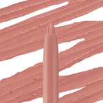 ColourPop So Juicy Plumping Lip Liner with Peptides in Love That draws creamy warm rosy‑nude swatches on a white background, with the twist‑up tip centered to showcase pigment, smooth payoff, and matte finish.