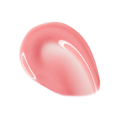 Baby Panda shade swatched as a teardrop smear - sheer rosy pink with high-gloss, jelly texture - on a white background, showcasing ColourPop So Juicy Plumping Glossy Lip Oil.