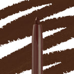 Sunnyvale Crème Gel Liner tip draws bold chocolate-brown strokes across a white backdrop, showcasing the creamy, long-wearing finish of the ColourPop Crème Gel Liner.